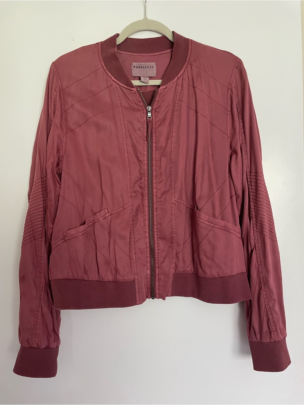 Anthropologie Marrakech Cotton Bomber Jacket in Dusty Rose Size L
